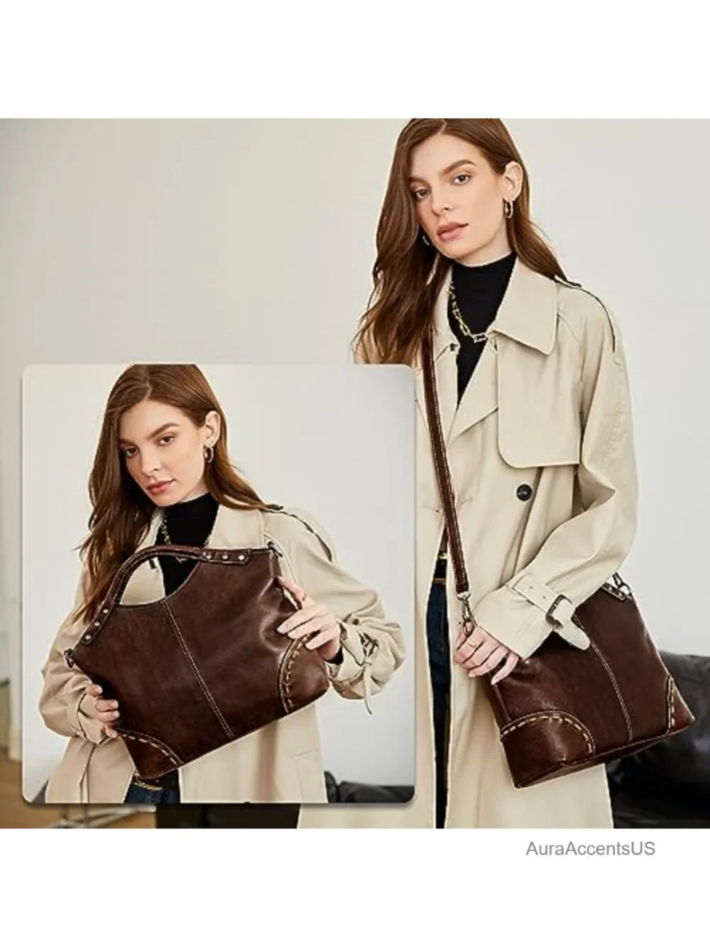 Genuine Leather Satchel Handbag Crossbody Shoulder Bag Top Handle Purse Women